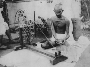 Gandhi spinning khadi
