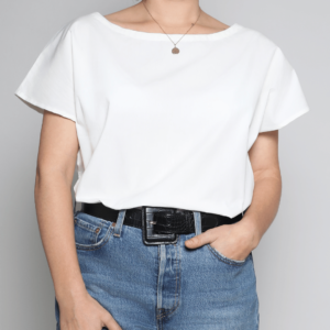 Women's organic cotton poplin top, soft, sustainable, customizable (natural color)