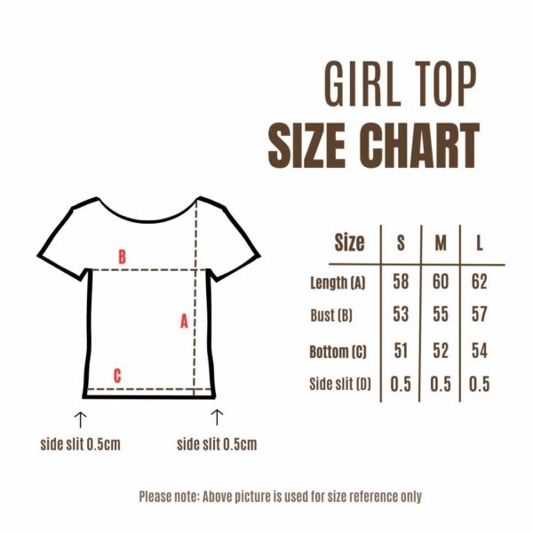 girl top size chart