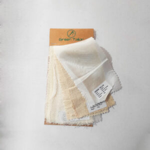 Natural fibers scarf swatch book showcasing various textures like silk, linen, wool & cashmere.