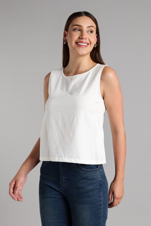 Women's sleeveless top-cotton khadi - Image 3