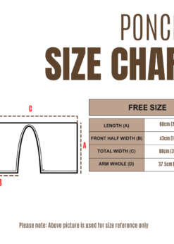 Size chart of poncho